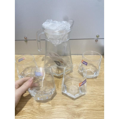 Bộ bình 1,3L tặng kèm 6 cốc, ly thuỷ tinh 340ml cao cấp