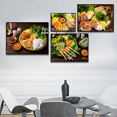 (ẢNH THẬT) Tranh treo tường nem nướng nem lụi 2 trang trí decor quán nhà hàng kèm đinh treo