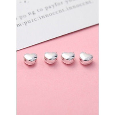 Combo 4 cái charm bạc trái tim xỏ ngang - Ngọc Quý Gemstones