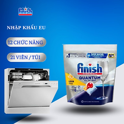 Túi 60 viên rửa chén Finish Quantum Dishwasher Tablets Apple & Lime hương táo