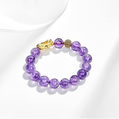 Vòng Tay Nam Đá Thiên Nhiên Phối Charm Tỳ Hưu Bạc Mạ Vàng 24K 12mm - Ngọc Quý Gemstơnes