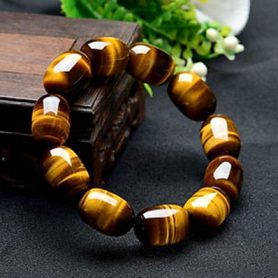 Vòng tay lu thống đá mắt hổ vàng nâu cao cấp 10mm cho Nam Nữ văn phòng làm trang sức