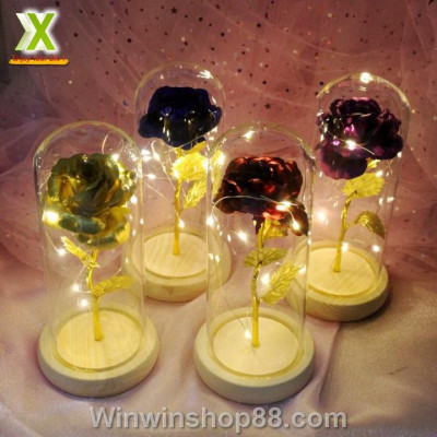 Đèn hoa hồng mạ vàng 24k có đèn LED