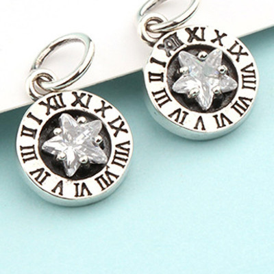 Charm bạc đồng hồ hình ngôi sao ở giữa treo - Ngọc Quý Gemstones