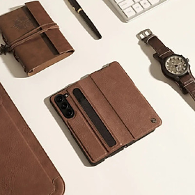 Bao Da Chống Sốc Cho Samsung Galaxy Z Fold 5/ Z Fold 6 với Ngăn Đựng S-Pen - Nillkin Aoge Leather Cover Case có ngăn đựng S-Pen hiệu Nillkin (bảo vệ máy cực tốt, chất liệu da thật cao cấp, thiết kế thời trang cá tính) - Hàng nhập khẩu