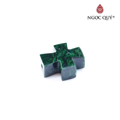 Mặt dây chuyền thánh giá xỏ ngang đá cẩm thạch sơn thủy 19.5x16.8x7mm mệnh hỏa, mộc - Ngọc Quý Gemstones