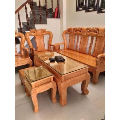 Bộ bàn ghế sồi Nga tay 12 gồm 6 món