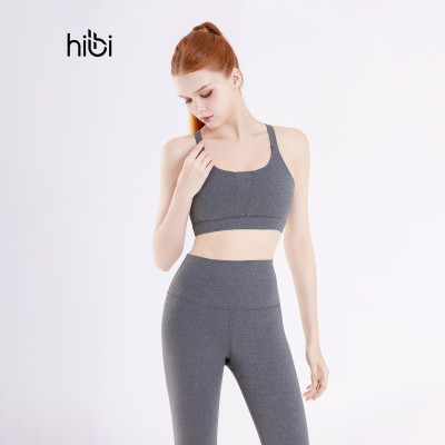 Set đồ tập yoga gym Hibi Sports H152 áo bra phối V, lưng xoắn nơ, kèm mút ngực