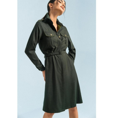 Váy liền sơ mi đũi xước 2NDDATE DR053