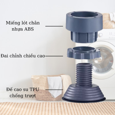 [Hàng VN xuất khẩu] Bộ 4 Chân Kê Chống Rung Máy Giặt 3T Chất Liệu Cao Su Cao Cấp - Chống Rung, Chống Ồn Máy Giặt