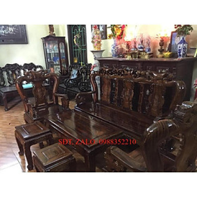 Bộ bàn ghế minh quốc đào gỗ xoan ta PU giả mun