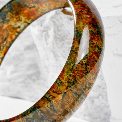 Vòng Tay Phong Thủy Nữ Đá Băng Ngọc Thủy Tảo Huyết Liền Khối (55 mm) Nhiều Mệnh Ngọc Quý Gemstones