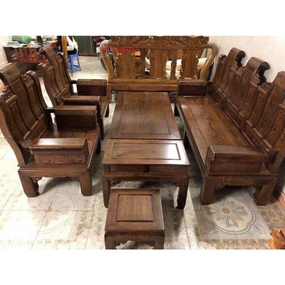 bộ bàn ghế âu á tay hộp trương voi gỗ mun đuôi công đẹp