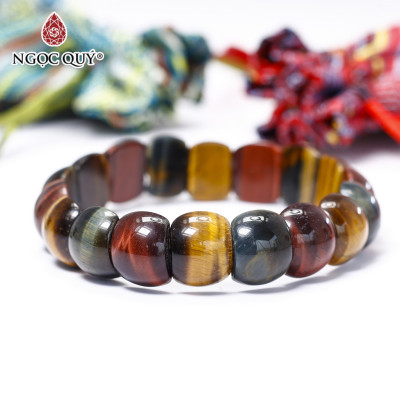 Vòng đá thạch anh mắt hổ tam tài bản 13x14mm - Ngọc Quý Gemstones