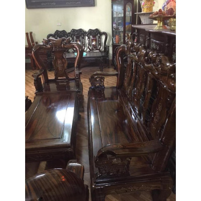 Bộ bàn ghế minh quốc đào gỗ xoan ta PU giả mun