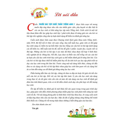 Sách Màu - Phiếu Bài Tập Cuối Tuần Tiếng Anh Lớp 1 - Biên Soạn Theo Chương Trình Mới - Khang Việt Book