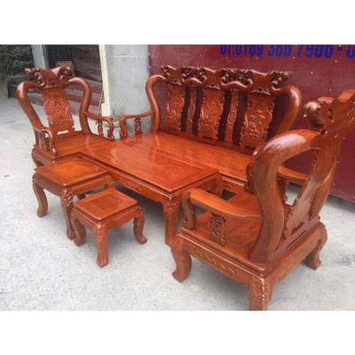 bộ bàn ghế minh quốc đào gỗ xà cừ tay 10