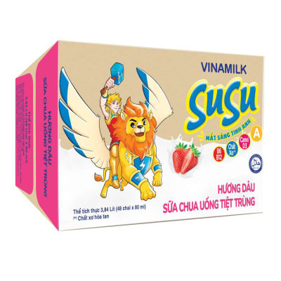 Sữa chua uống hương dâu Vinamilk Susu - Thùng 48 chai 80ml