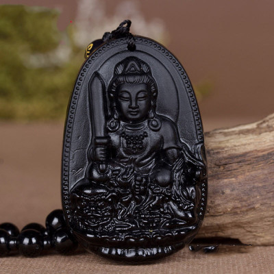 Dây Chuyền Mặt Phật Đá Phong Thủy - Phật Bản Mệnh - Phật Hộ Mệnh Cho 12 Con Giáp - Mặt Đá Obsidian Mạng Lại Sự May Mắn Bình An