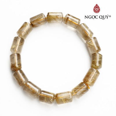 Vòng tay thạch anh tóc vàng đốt trúc mệnh thủy, kim - Ngọc Quý