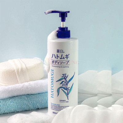 Sữa tắm dưỡng ẩm trắng sáng da Ý Dĩ Hatomugi Kumano Reihaku Body Soap (800ml) - Hàng chính hãng