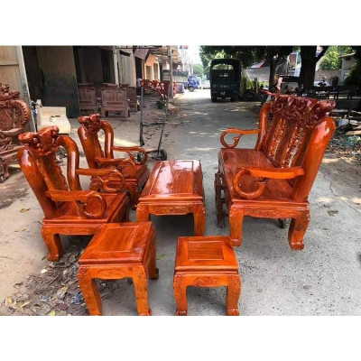 bộ bàn ghế quốc đào tay 12 gỗ xà cừ đỏ