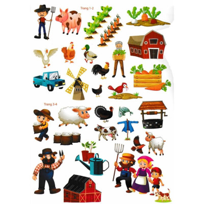 Sách - Bóc Dán Decal Thông Minh Sticker - Nông Trại Hạnh Phúc - Hồng Ân