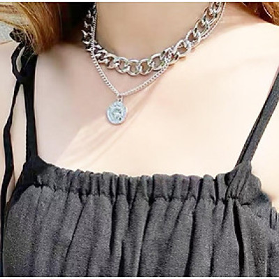 Vòng cổ titan 2 lớp bản đại kim loại sexy sang chảnh