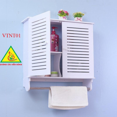 TỦ NHÀ TẮM TREO TƯỜNG  KẺ SỌC TKNT01- Kích thước  60cm x 50cm x 25 cm