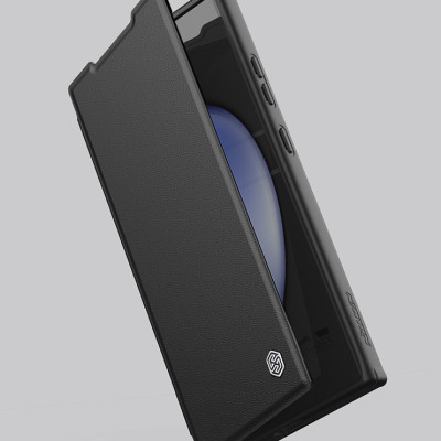 Bao da cho SamSung Galaxy S24 Ultra chính hãng Nillkin Qin Prop Leather có ngăn cài thẻ ATM, thẻ chung cư, chống sốc, có nắp đậy camera sau và chân chống - Hàng chính hãng