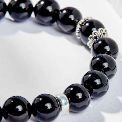 Vòng Tay Đá Obsidian Phối Charm Cung Hoàng Đạo Size Hạt 8mm Mệnh Thủy, Mộc Ngọc Quý Gemstones