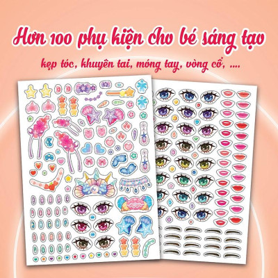 Sách Trang điểm Công chúa Hàn Quốc (Tô màu và bóc dán hơn 100+ stickers cho bé)