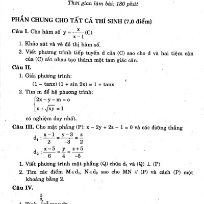 Cấu Trúc Các Dạng Đề Thi Tự Luận Môn Toán 12 (Ôn Luyện Thi ĐH-CĐ 2013)