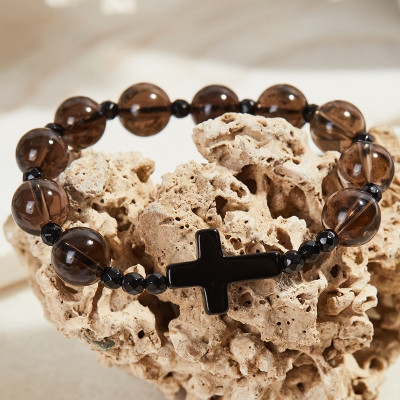 Vòng Tay Mân Côi Đá Thạch Anh Khói Hạt 10mm, Ni 52mm - Ngọc Quý Gemstones