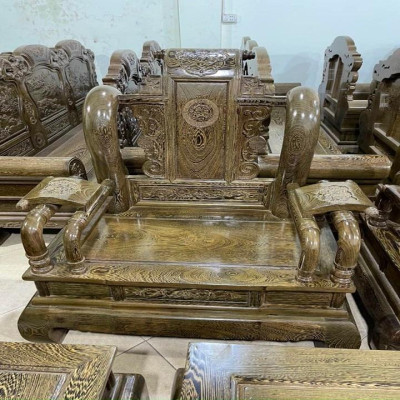 Bộ bàn ghế tần thuỷ hoàng tay 12 gỗ mun đuôi công hàng vip ( Chú Yên - Nghệ An )