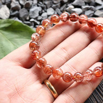 Vòng Thạch Anh Tóc Đỏ Myanmar 8.5mm Ngọc Quý Gemstones VT122
