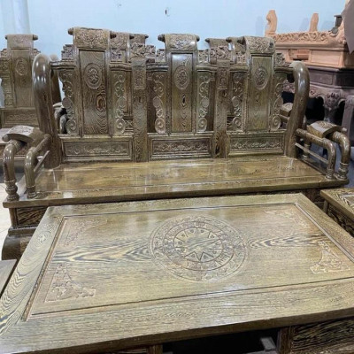 Bộ bàn ghế tần thuỷ hoàng tay 12 gỗ mun đuôi công hàng vip ( Chú Yên - Nghệ An )