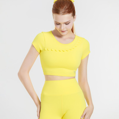  Áo croptop tay ngắn tập Yoga Gym Hibi Sports CR841 Kiểu phối cắt sò may chéo, kèm mút ngực, chất vải cao cấp