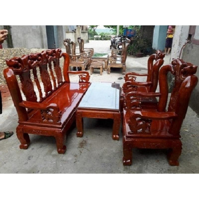 bộ bàn ghế quốc đào tay 12 gỗ xà cừ đỏ