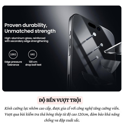 Cường lực Full viền kèm khung cho iPhone 16 Pro Max / 16 Pro hiệu Nillkin CP+ PRO Phủ Nano, vát cạnh 2.5D, lớp Olephobic - Hàng chính hãng