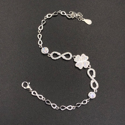 Vòng Tay , Lắc Tay Nữ Bạc 925 Cỏ 4 Lá Đính Đá May Mắn BẠC HIỂU MINH LTU434