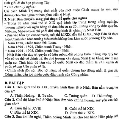 Kiến Thức Trọng Tâm Và Câu Hỏi Trắc Nghiệm Khách Quan Lịch Sử 11