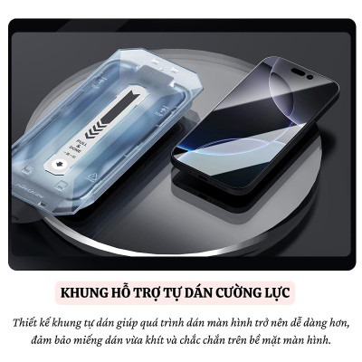 Cường lực Full viền kèm khung cho iPhone 16 Pro Max / 16 Pro hiệu Nillkin CP+ PRO Phủ Nano, vát cạnh 2.5D, lớp Olephobic - Hàng chính hãng