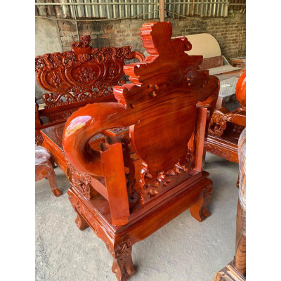 bộ bàn ghế nghê rồng gỗ xà cừ tay 12