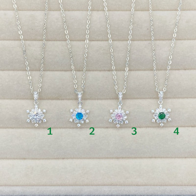 Dây Chuyền Bạc 925 Bông Tuyết Đính Đá Nhân Tạo Cao Cấp Bạc Hiểu Minh DMD535