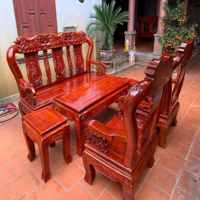Bộ bàn ghế Minh Quốc Voi gỗ Xà Cừ