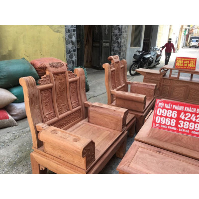 Bộ bàn ghế Âu Á Hộp Cuốn Thư gỗ hương đá