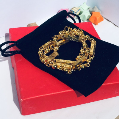 Combo Dây chuyền Nam mạ vàng 24k, Kiểu Đốt Trúc, Phong cách Hàn Quốc, Dài 45cm, Cỡ Hạt 6li, Kèm Túi Nhung sang trọng, Phù hợp đeo đi làm, gặp mặt, …