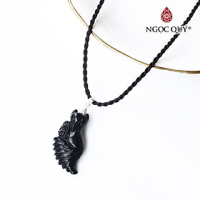 Mặt đây chuyền hồ ly 9 đuôi đá tourmaline đen 33x18mm mệnh thủy mộc - Ngọc Quý Gemstones