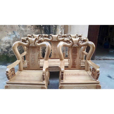 ​Bộ bàn ghế giả cổ trạm đào gỗ sồi nga